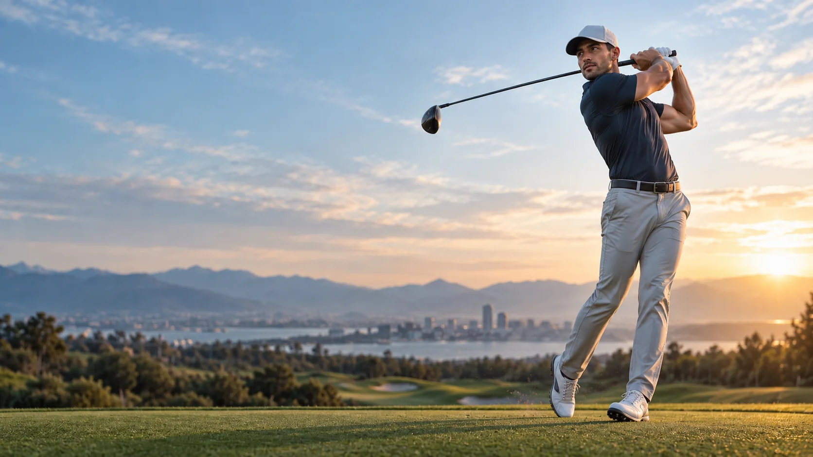 Golfer completing a full swing